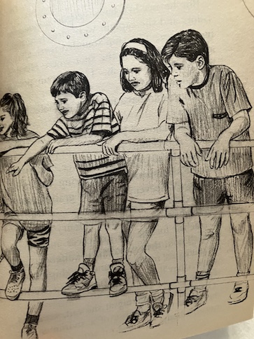 Boxcar Children Mystery Cruise ship railing
